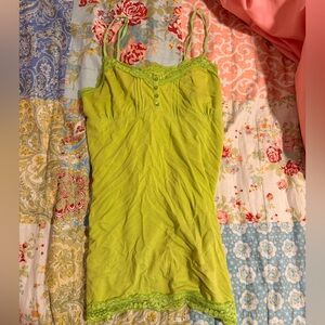 Cute Lime Green Lace-Trim Cami Tank